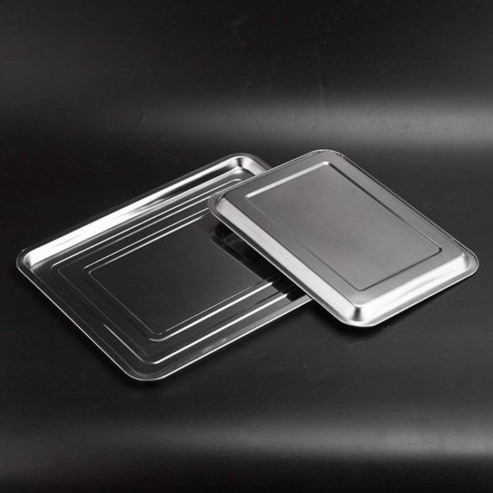 Thickened Stainless Steel Rectangular Dinner Plate Rustproof Serving Trays Barbecue Tray  Canteen
