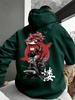 Unisex Japanese Geisha Samurai Sakura Print Hoodie Men Back Graphic Pullover Sweatshirt Harajuku Streetwear Long Sleeve Hooded Top