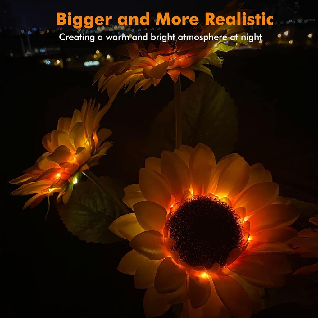 Solar Sunflower Lights Garden Light Flowers Outdoor Waterproof Solar Stake Lights for Back Yard Pathway Patio