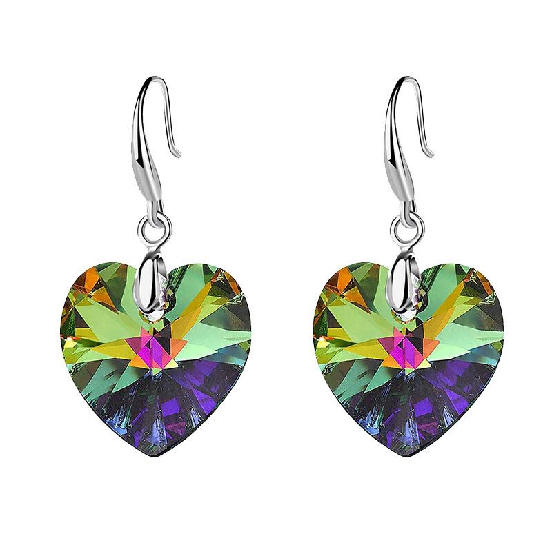 Превосходные серьги-подвески «Любовь», женские серьги с хрусталем и турмалином в форме сердца, серьги со стразами, подарок