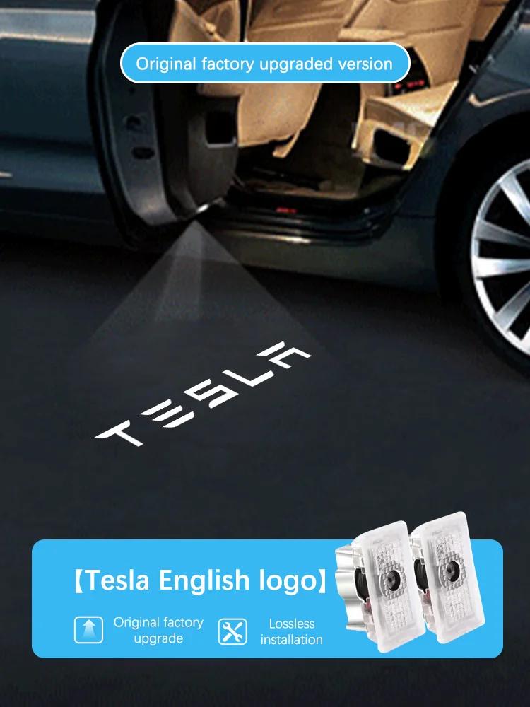 bfxhr7 Led Car Door Ghost Light Emblem Logo Laser Projector Welcome Lamps For Tesla Model 3 Model Y Model X Model S