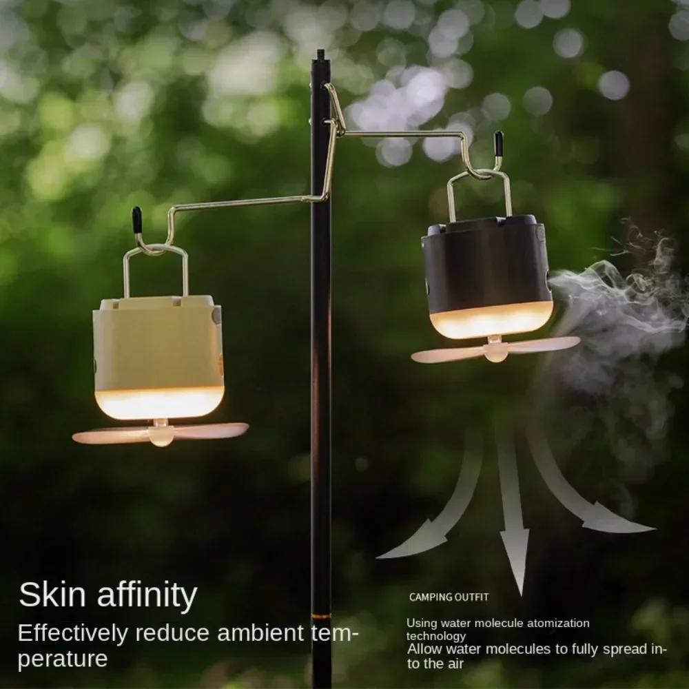 2-in-1 Camping Tent Light with Fan – 4 Lighting Modes, Spray Function, IPX7 Waterproof, Rechargeable LED Lantern
