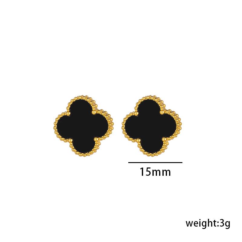 Large Titanium Steel Four-leaf Clover Earrings Fashionable Versatile Earrings Senior Sense of Ladies Earrings