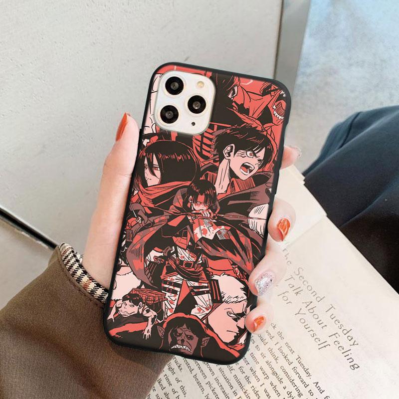 Черный матовый чехол для телефона с японским аниме «Атака Титанов» для iPhone 7 8 6 6S Plus 5 SE 2020 XS 10 11 12 Pro Max Mini X XR, чехол из ТПУ