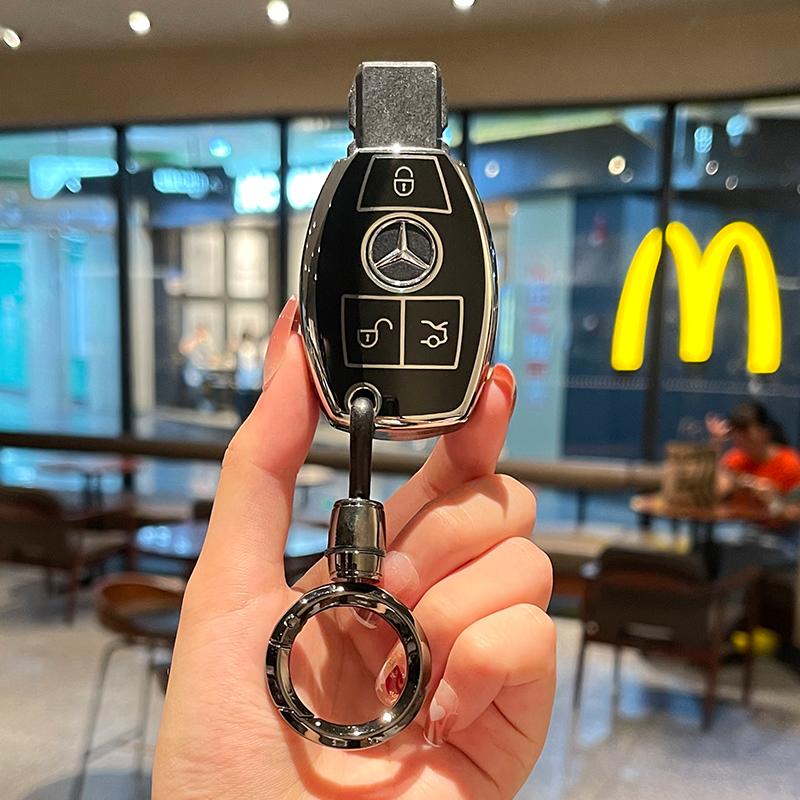 HGQ5 TPU Car Key Case Cover Protect Shell For Mercedes Benz C E S Class GLC ML EQA EQB EQE EQS W204 W212 W221 W206 W223 X254 Sticker