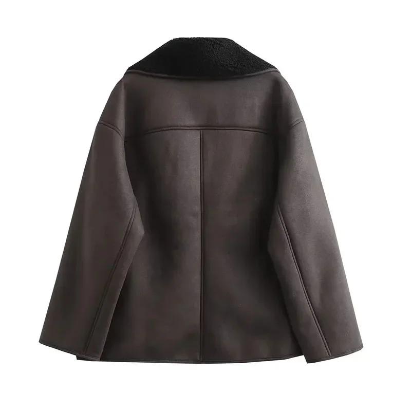 Autumn/Winter Women's Jacket Plush Coat Spring Faux Leather Jacket Warm Thick Wool Blend Coat Street Fashion