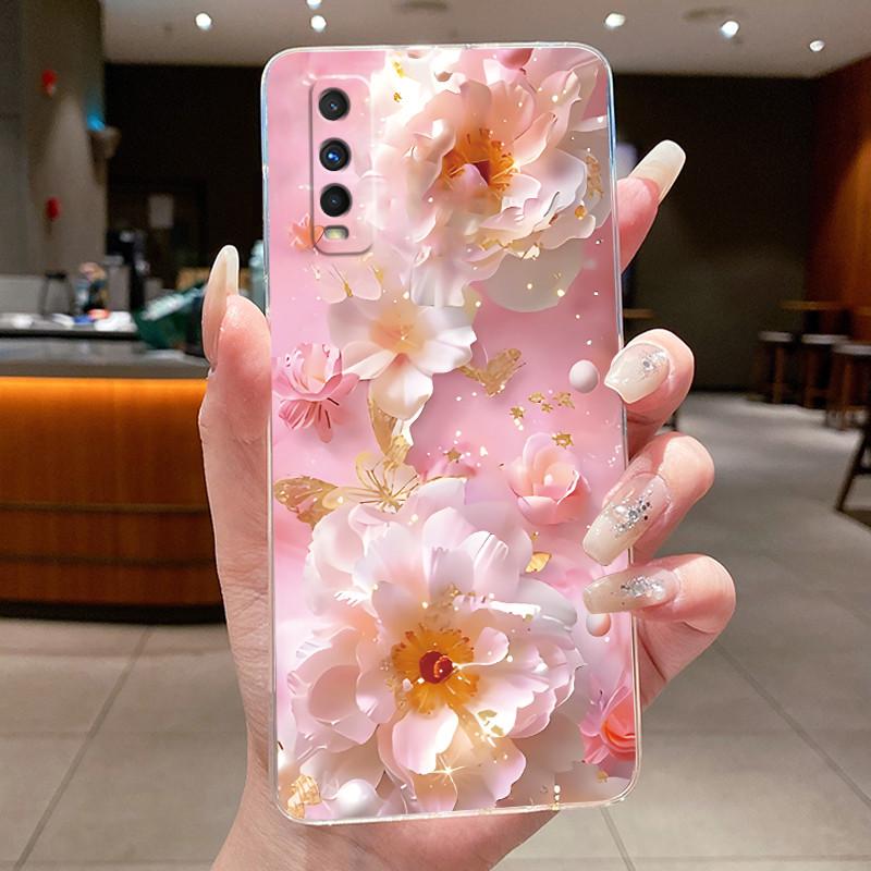 Phone Case For VIVO Y70S / Vivo IQOO U1 Funda Capa Butterfly Bow Protective Casing Transparent Soft Silicone TPU Cover Coque