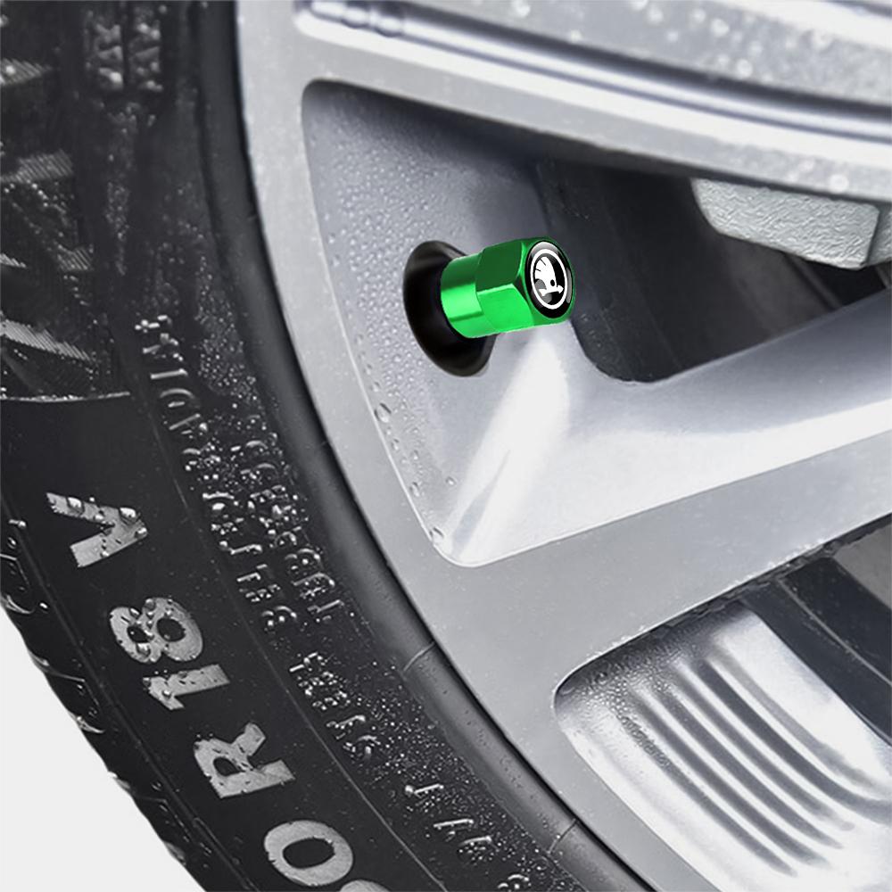 4Pcs Car Styling Aluminum Metal Car Wheel Tire Air Valve Caps Cover For Skoda Rapid Octavia A5 RS Kodiaq Fabia A7 Kamiq Karoq HA5