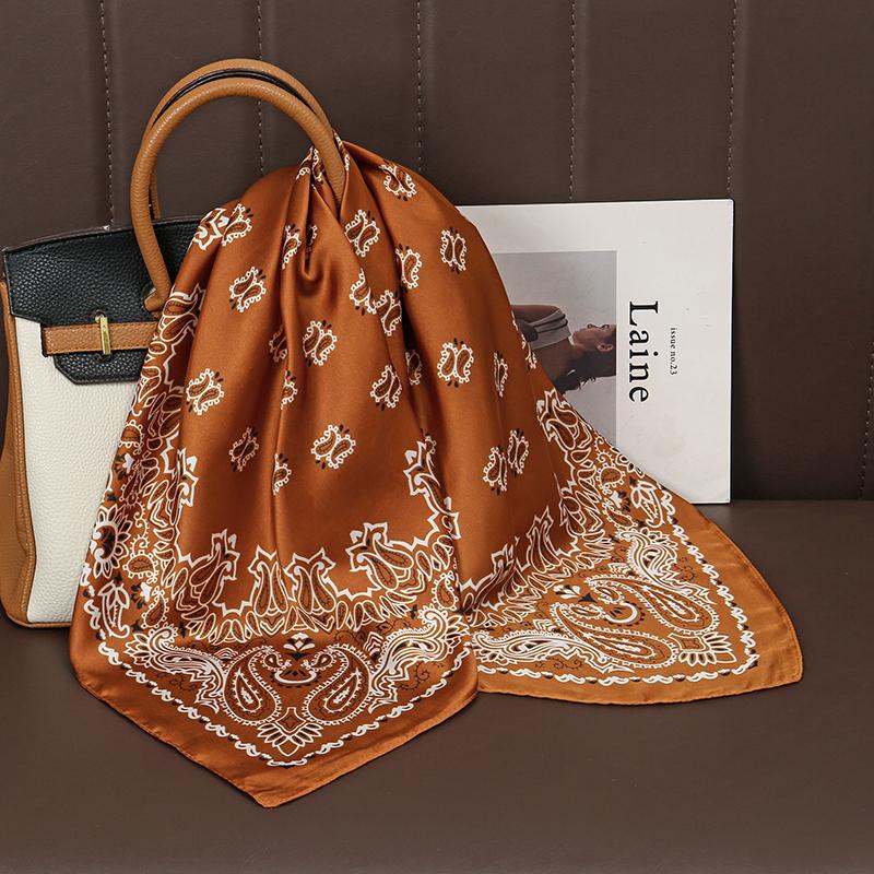 Fashion Print Silk Hairbands Scarf Women Spring New Elagant Floral Bandana Neck Kerchief Head Bands Foulard Female Scarfs