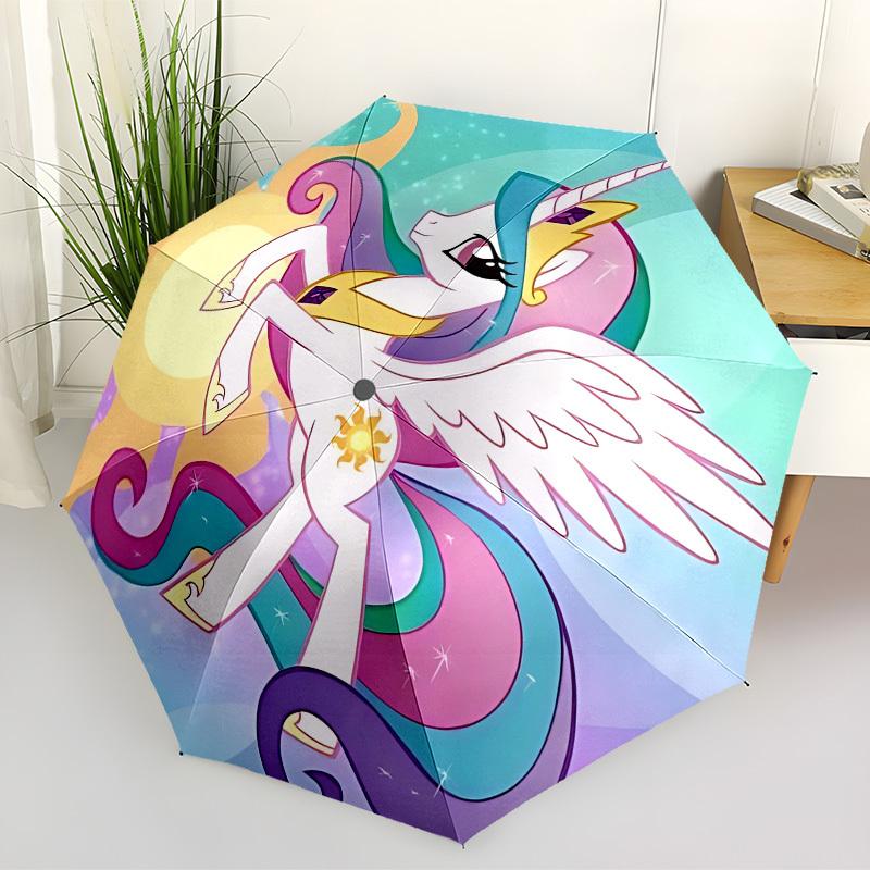 1pc Unicorn Fantasy [Automatic Folding Umbrella] Durable Iron Frame & Rod, Portable Folding, All Seasons, Home Travel Outdoor, Makes a Great Holiday G