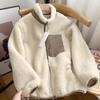 Women's Winter Warm Standing Collar Jacket Plush Plus Size Casual Jacket Windproof Japanese Outdoor Jacket