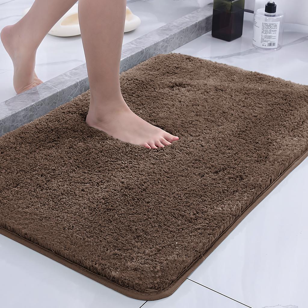 Non-slip Absorbent Bathroom Mat Long Hair Polyester Microfiber Quick Dry Nonslip Super Absorbent Bath Rug