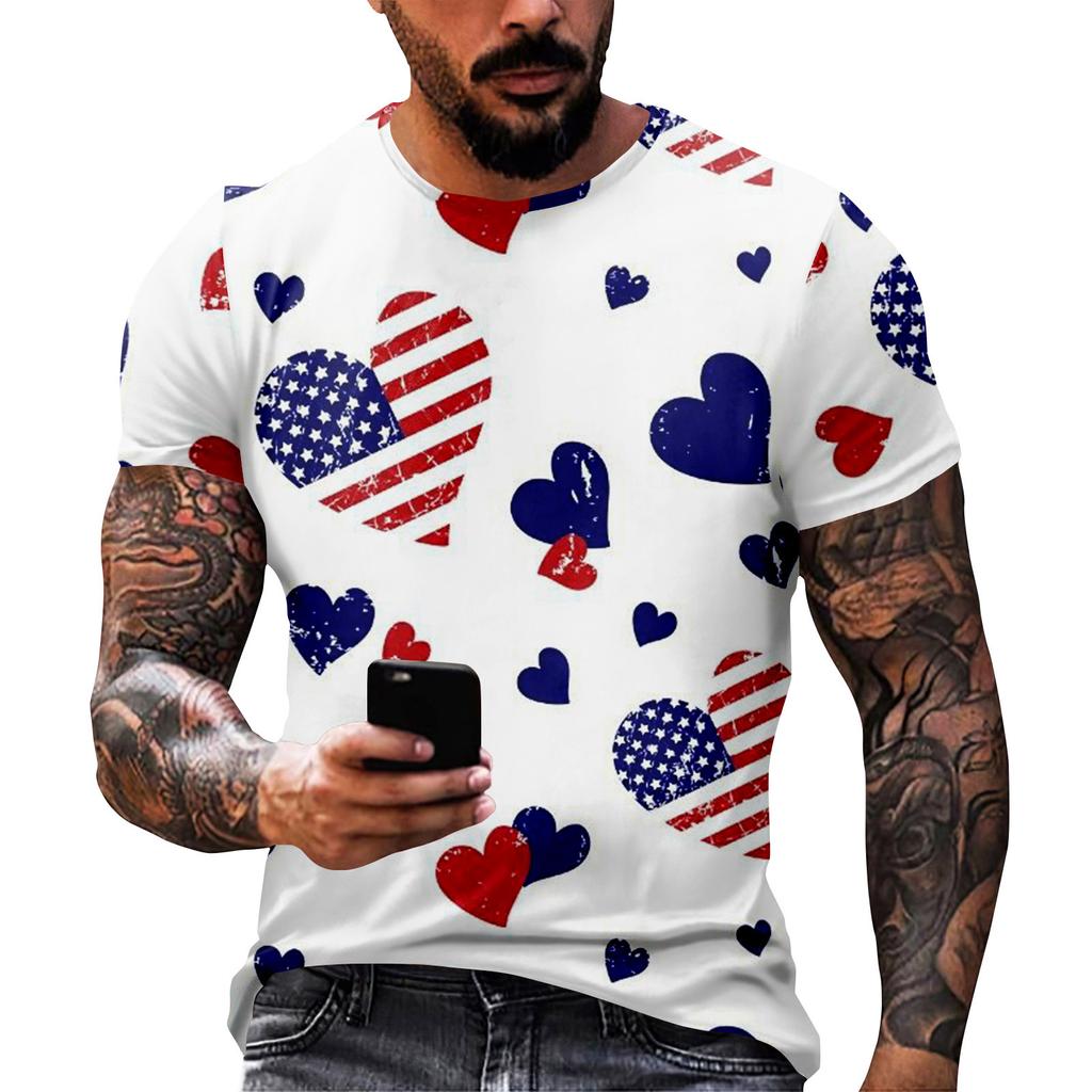 Принт «День независимости» — мужская повседневная футболка с круглым вырезом и короткими рукавами