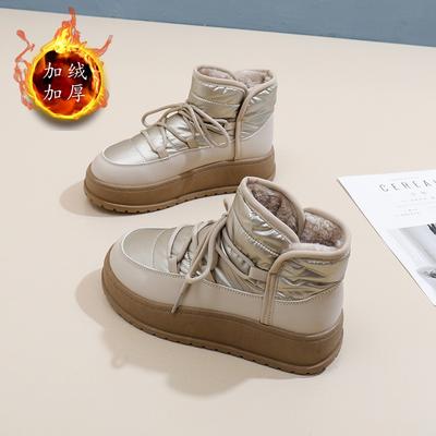 Зимние ботинки 2024 года, новые утолщенные бархатные туфли для папы, повседневные, теплые, универсальные, модные туфли из хлопка на платформе K2905