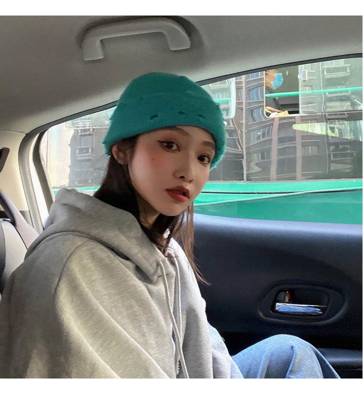 Thickened warm hole knitted wool hat children autumn and winter warm yuppie melon fur hat landlord hat men's bag head cold hat