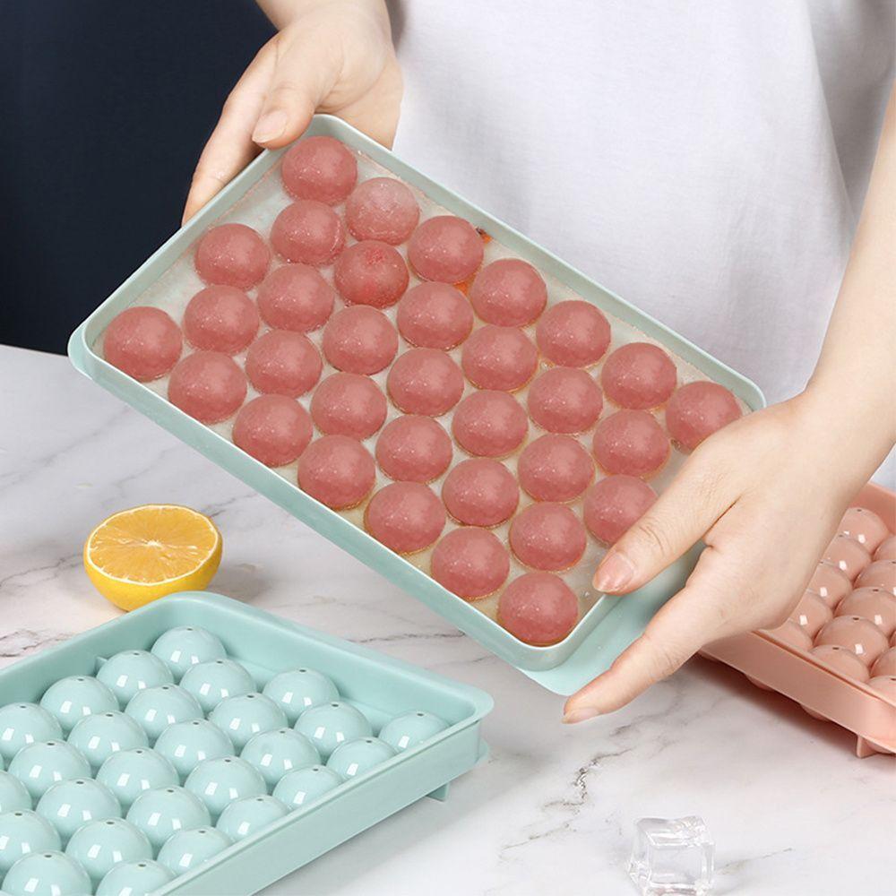 33 Grid With Lid Plastic Round Balls Mould Ice Maker Ice Tray Ice Cube Mold