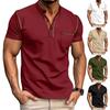 Мужские летние топы с воротником-стойкой и пуговицами, с полузастежкой, футболка с коротким рукавом, повседневные свитера, повседневная одежда