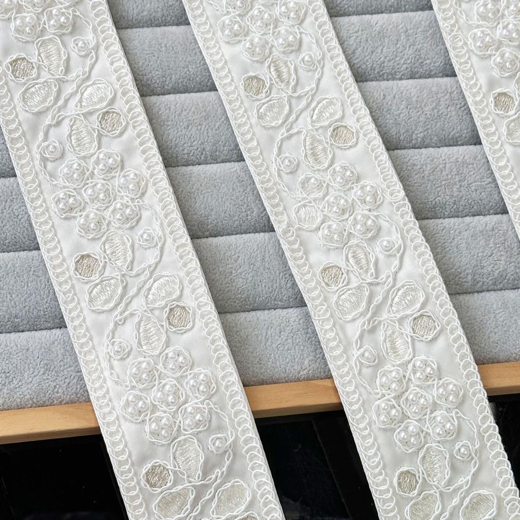 5Cm White Bead Embroidery Lace Ethnic Style Webbing Dress Curtain Decoration Accessories