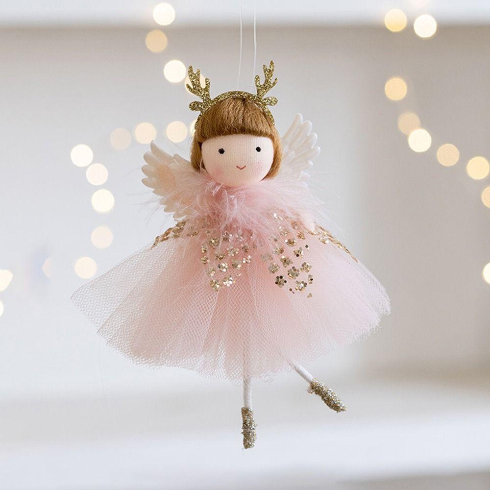 Creative Pink White Christmas Hanging Decorations Embellishment Party Supplies Xmas Tree Ornaments Gifts Toys Angel Girl Doll