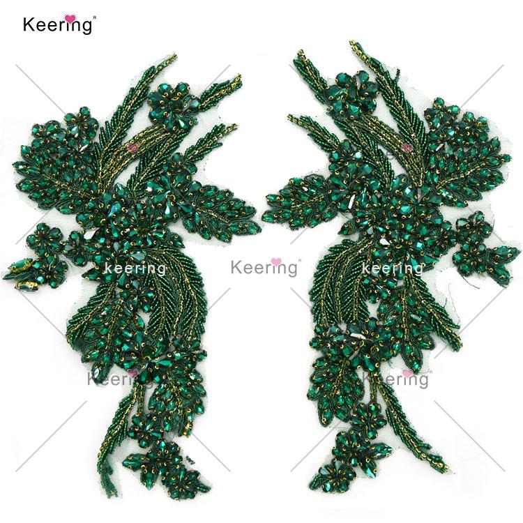 Customize Shoulder Charming Clear Crystal Beaded Bodice Rhinestone Applique Patch for Party Wedding Dress