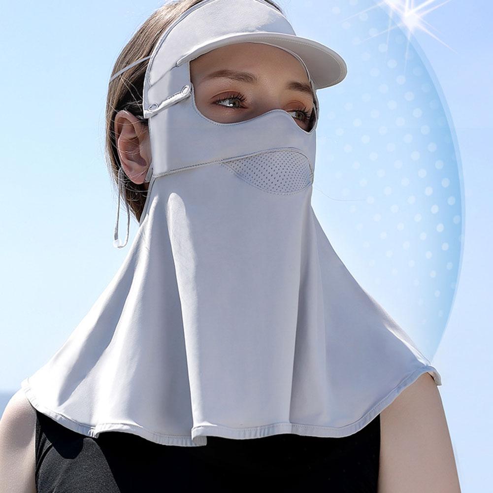 Солнцезащитная маска Ice Silk со съемными полями для шляпы, модная дышащая тонкая бесследная маска, УФ-защитная маска для занятий спортом на открытом воздухе