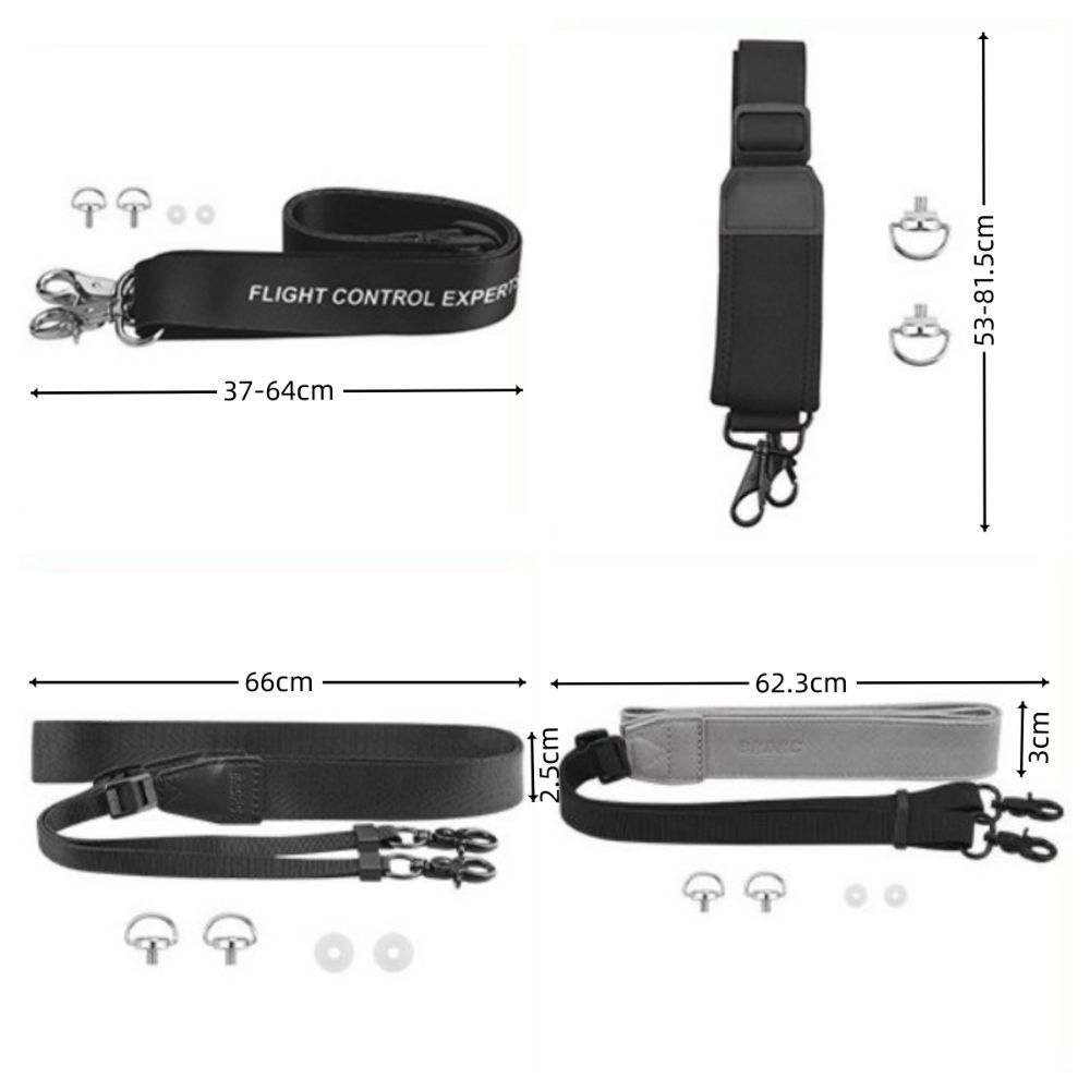 Nylon Remote Control Lanyard Black Adjustable RC Pro 2 Controller Strap 2 Hooks Durable for DJI Mavic 4 Pro/MINI 3PRO/AIR3S