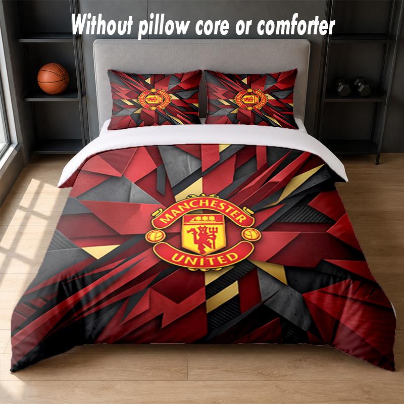 Дизайн Manchester United Постельное белье 1 пододеяльник + 2 наволочки Мягкое дышащее домашнее постельное белье