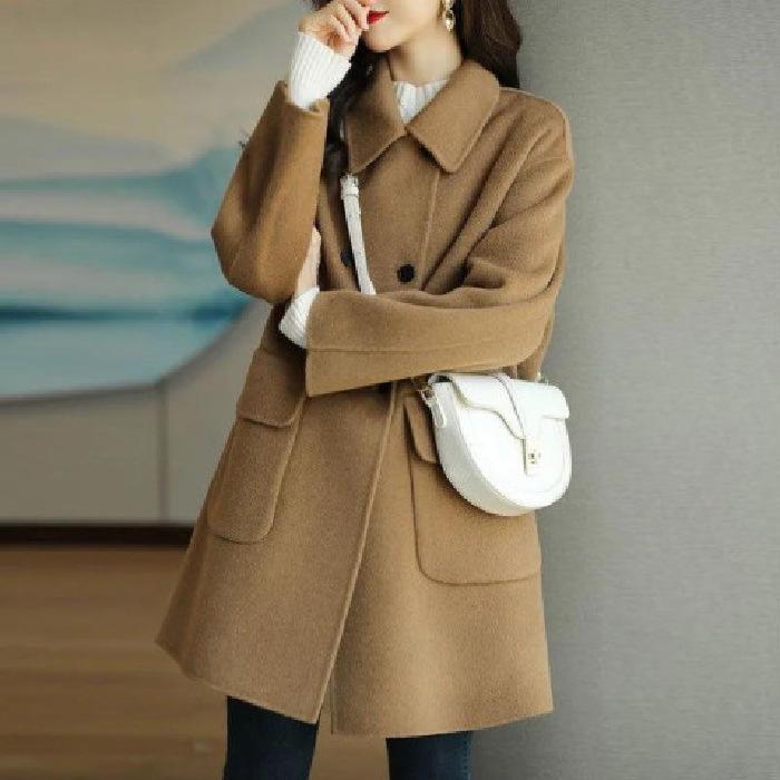 Autumn/Winter Korean Style Woolen Mid-Length Coat - Warm, Thick, Age-Reducing, Loose Fit for Small Sizes