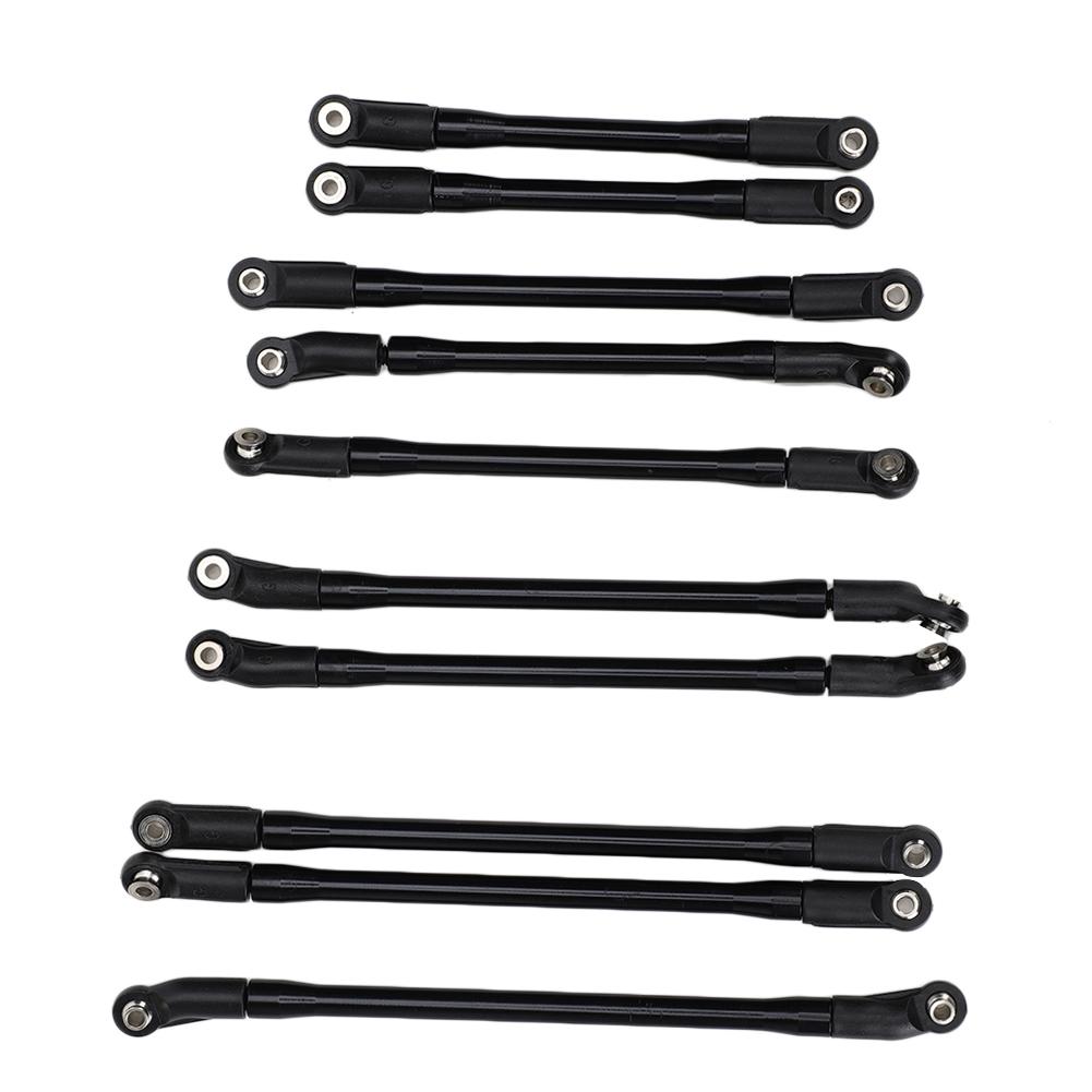 10pcs Metal Chassis Anti Rust Replacement Pull Rod Fit for Axial SCX10 II RC Crawler Black