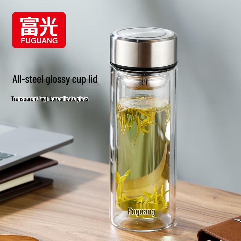 FUGUANG 380ml Double-Layer Glass Tea Infuser Cup