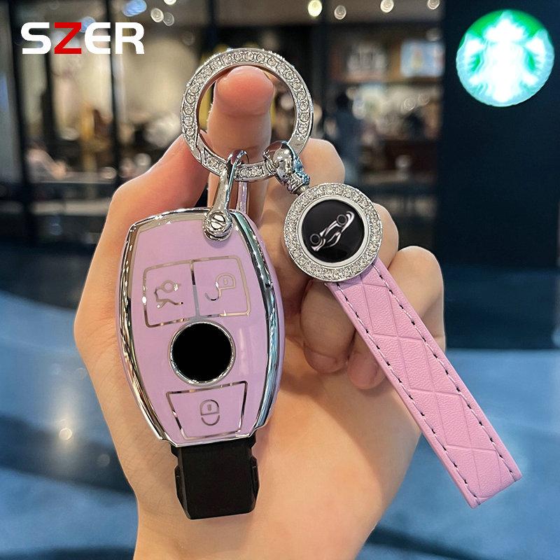 EKR2  TPU Car Key Case Cover Shell Accessories for Mercedes Benz A B C E GL S GLA GLK CLS Class AMG W204 W205 W212 W463 W176 Keychain
