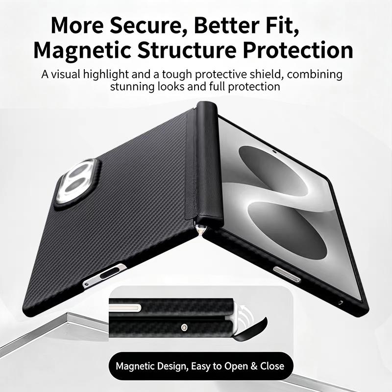 Real Carbon Fiber Phone Case For Samsung Galaxy Z Fold8 Fold 8 Kevlar Aramid Fiber Magnetic Cover Ultra-thin With Magsafe Cases