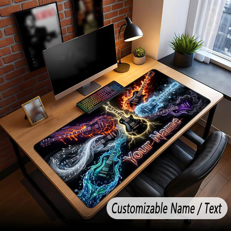 Music Guitar Theme Custom Mouse Pad Personalized With Name Text Customized Desk Mat For Office Home Decor