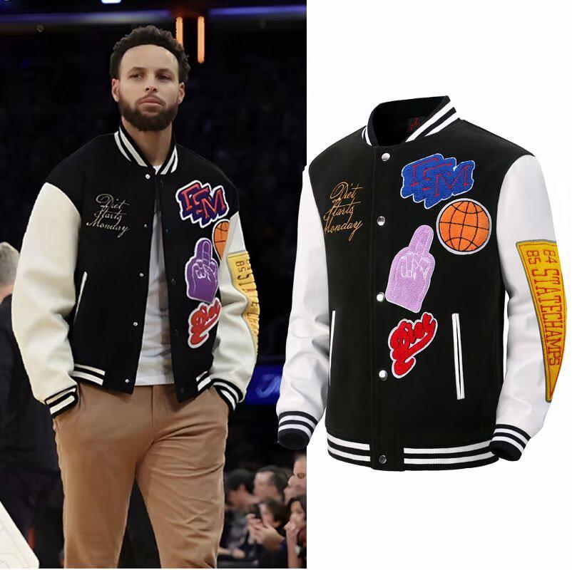 Кожаная бейсбольная куртка AC Milan с вышивкой, для тяжелых условий