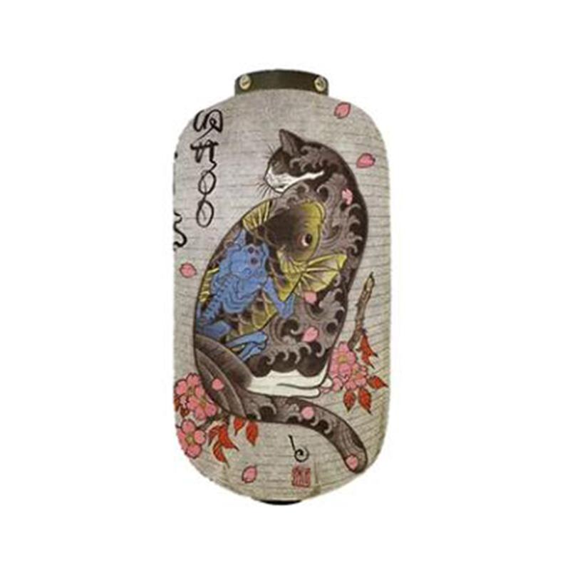 Japanese Style Samurai Cat Hanging Lamp Party Decor Gothic Samurai Cat Lantern Restaurant Izakaya Sushi Shop Advertising Sign
