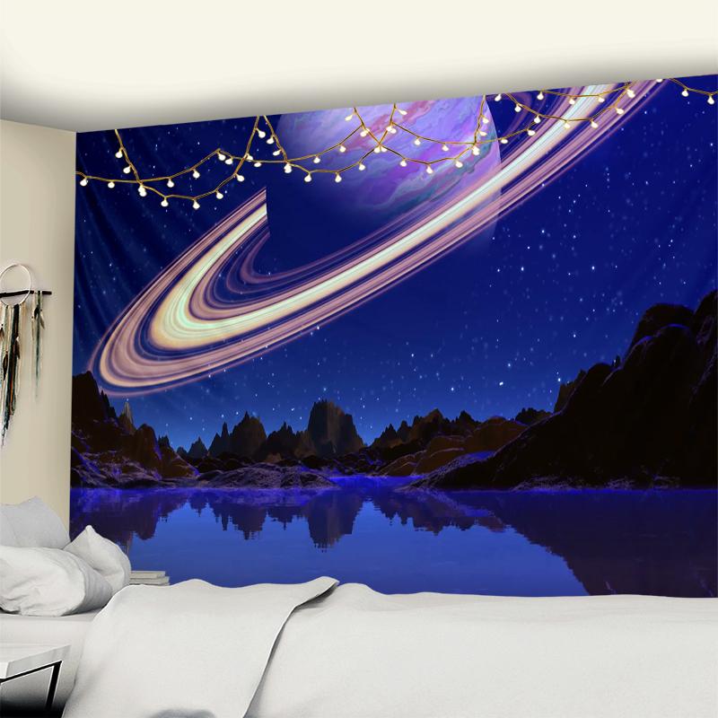 Гобелен с космической планетой, настенный гобелен, цыганский психоделический хиппи, богемный научная фантастика, искусство Мандала, домашний декор