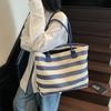 Simple and Large-capacity Straw Bag Portable Shoulder Bag Women's 2025 Summer New Striped Women's Tote Bag Wholesale