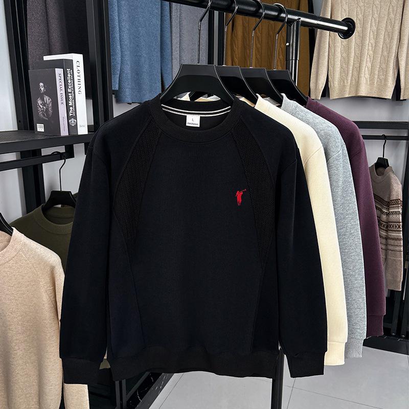 Мужская осенняя толстовка 2025 года из длинноволокнистого хлопка с опущенными плечами - Модный свободный крой, длинный рукав