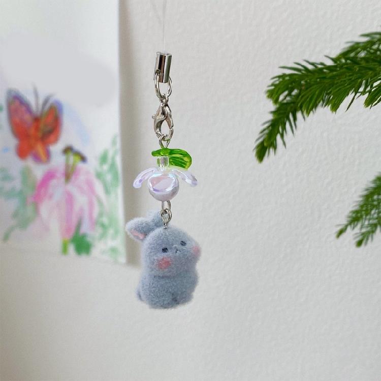 Sweet Flocking Rabbit Mobile Accessory Soft Rabbit Phone Chain Phone Decoration For Commuting And Shopping Adventures