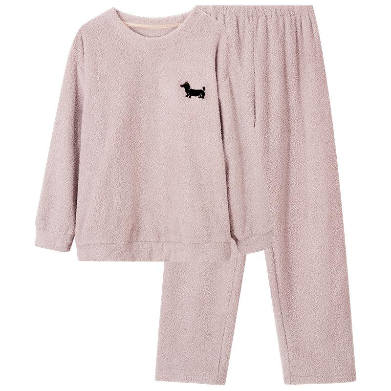 Парная пижама из полуфлиса, осенне-зимняя, из кораллового флиса, утепленная флисом, теплый костюм, мужская и женская повседневная пижама-пуловер