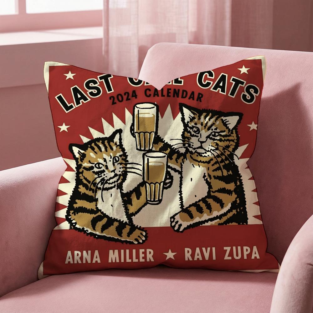 Поздравляем Пьяные Коты Наволочка Многоцелевая Наволочка для Дома и Автомобиля - Двусторонняя, Мягкая и Прочная для Повседневного Использования