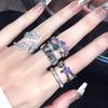 Полный Алмазный Циркон Нишевый Дизайн Высокое Чувство Холодный Ветер Личность Французское Открытое Кольцо Кольцо на Указательный Палец Женское