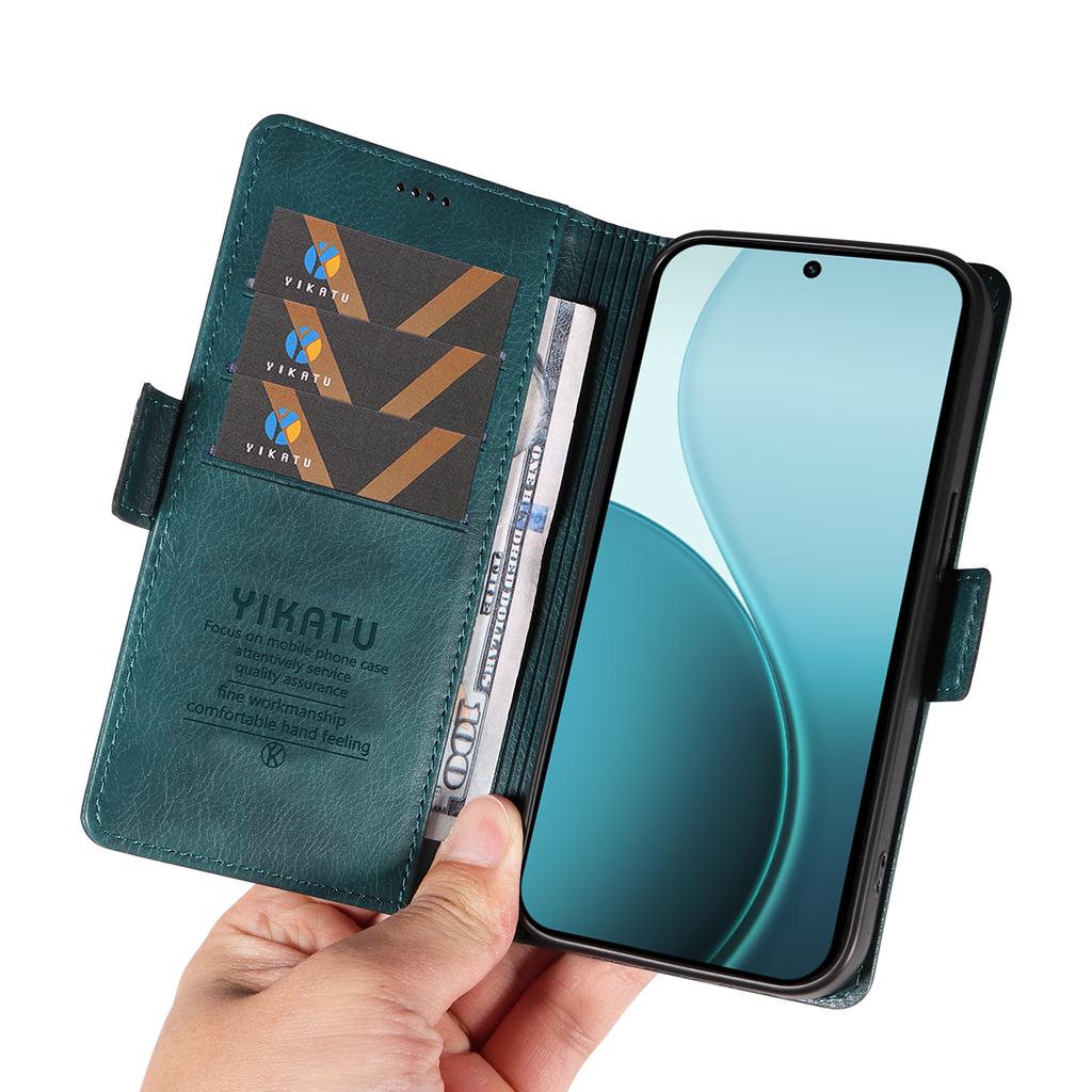 Для Oppo Reno14 Pro 5G (Китай)/Oppo Reno14 Pro 5G (Глобальный) Чехол YIKATU YK-007 Кошелек-обложка для телефона из ПУ кожи с текстурой личи