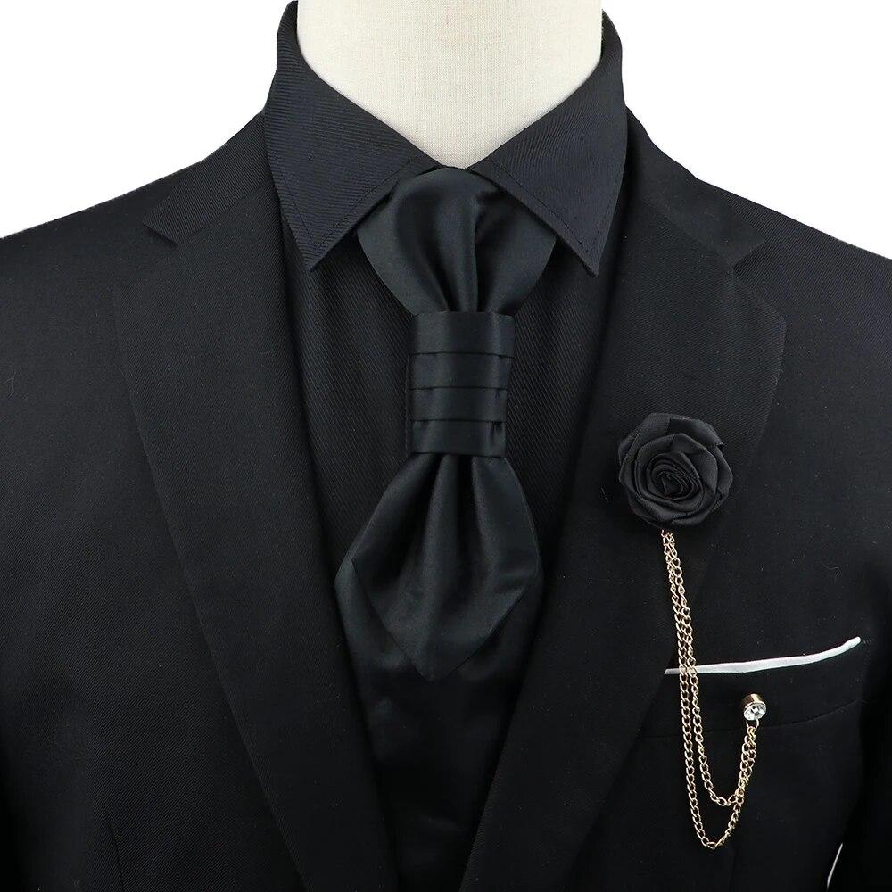 Мужской, Галстук с пейсли, Набор брошей для галстука, Красный, Черный, Регулируемый галстук, Роскошный, Смокинг, Свадьба жениха,