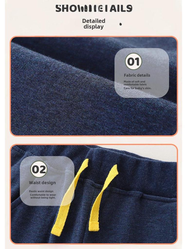 Новое поступление: Осенние спортивные брюки для мальчиков в европейском и американском стиле - модные детские брюки-свитера с имитацией шнурка