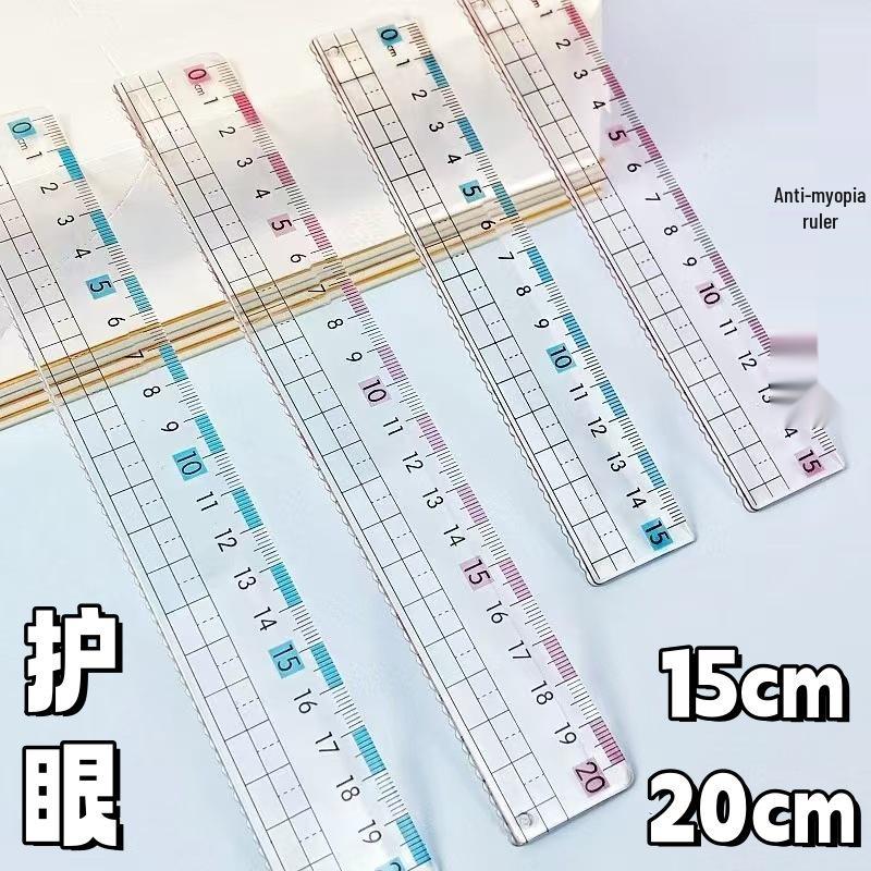 Anti-Myopia Wavy Line Ruler for Primary Students, 20cm/15cm Plastic Drawing Scale