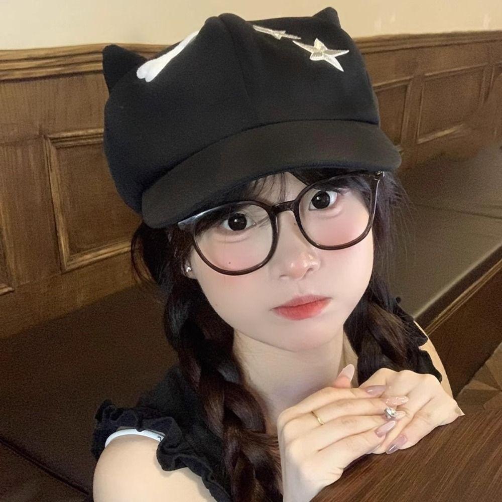 Кепка бейсболка Y2k с кошачьими ушками, милая кепка с козырьком, модная кепка со звездой, уличная одежда