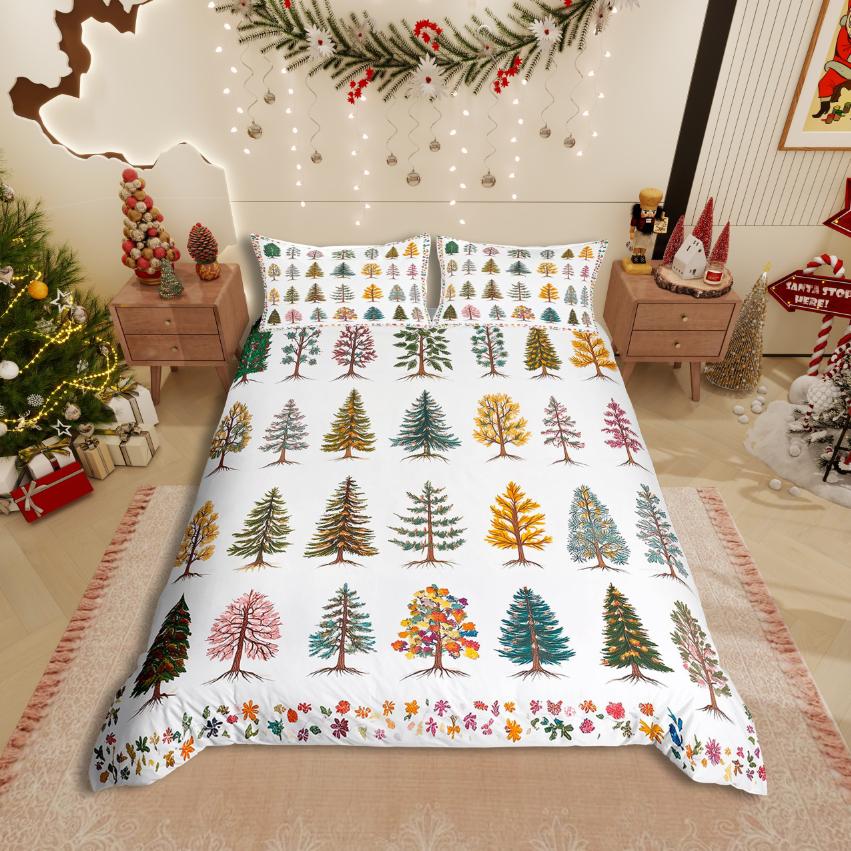 Homewish Christmas Nutcracker Duvet Cover Set,Xmas Tree for Teens Bedding Set,Happy New Year Decor