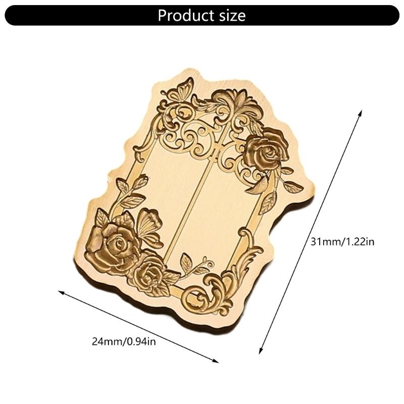 Antique Solid Brass Wax Seal Stamp Head Engraved Embossing Tool Seal Flower Frame for Handmade Letters Gift Wrapping