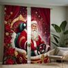 2pcs Set of Festive Christmas Curtains with Red Green Ornaments Digital Printed, Rod Pocket Design for Living Room Bedroom Decor